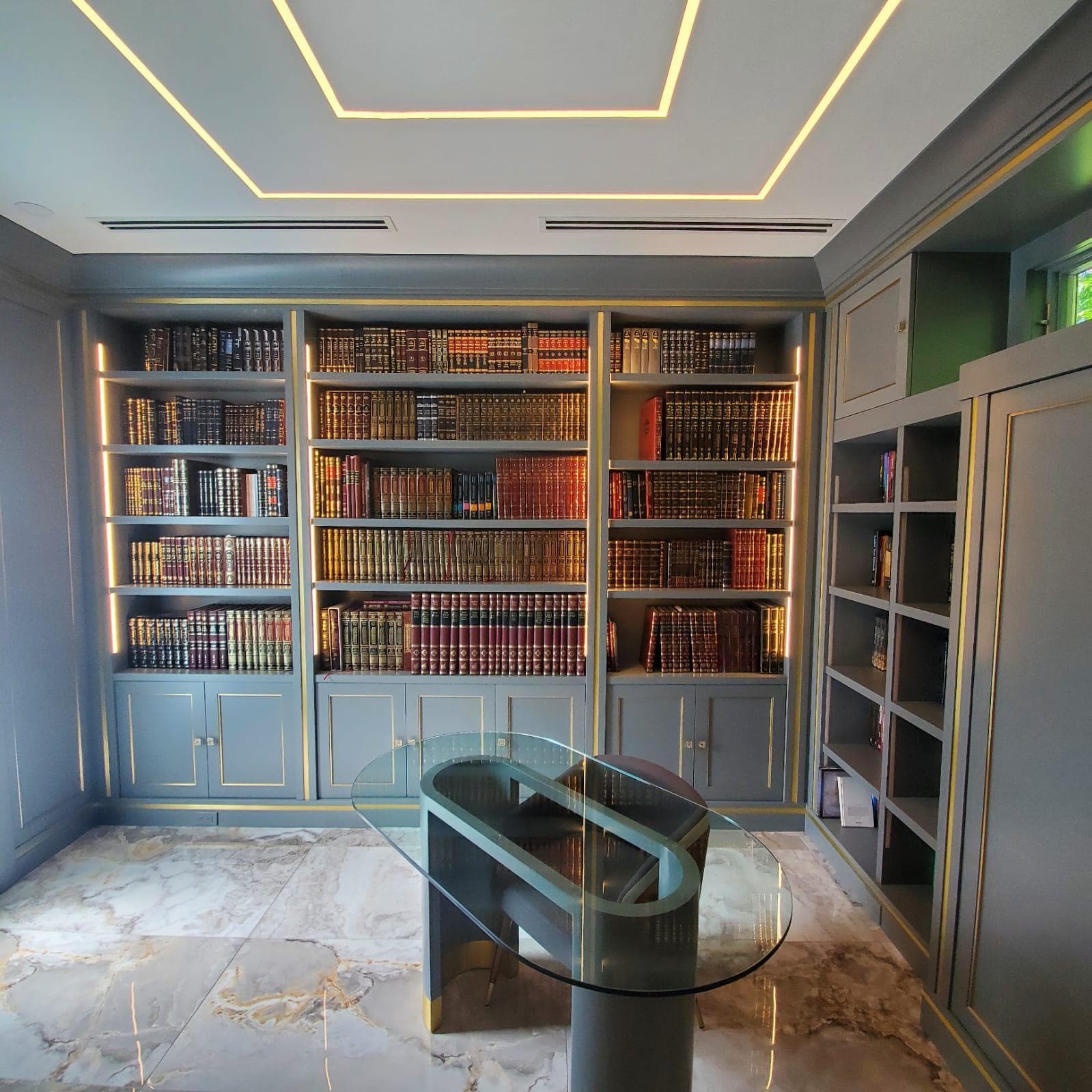 Integrated Library Bookcase & Ceiling Lines